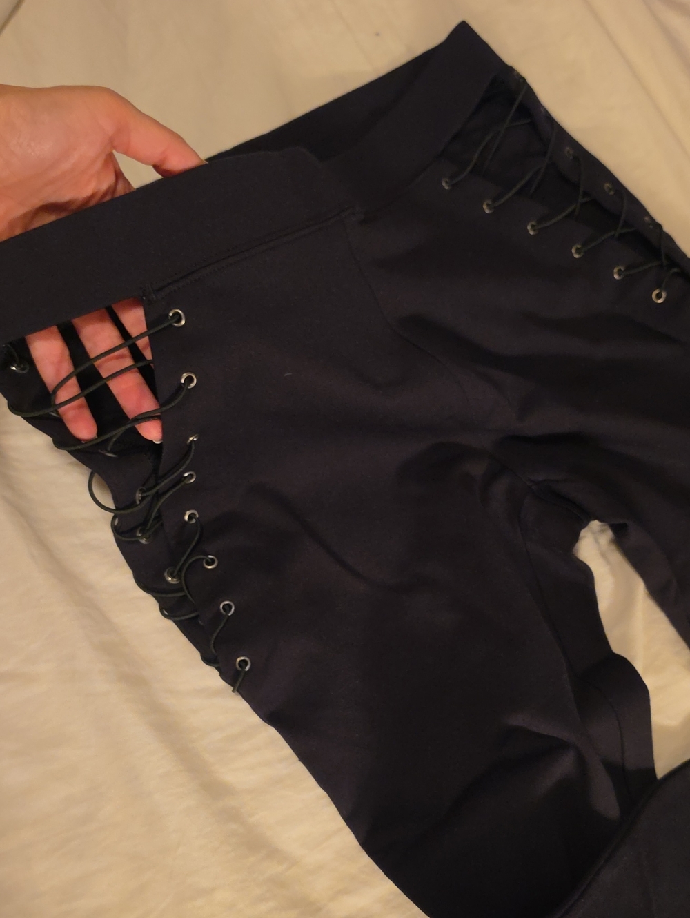 Men's Black Lace-Up Side Detail Pants